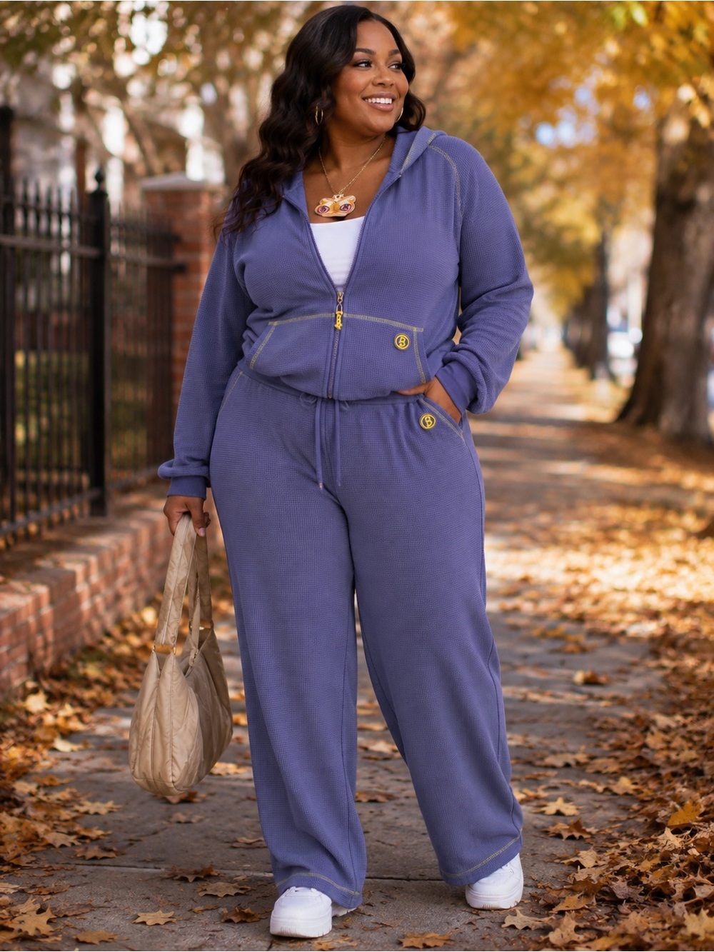 Body by Raven Tracy Plus-Size Waffle Zip Hoodie & Joggers Set 4X- Dusty Lavender